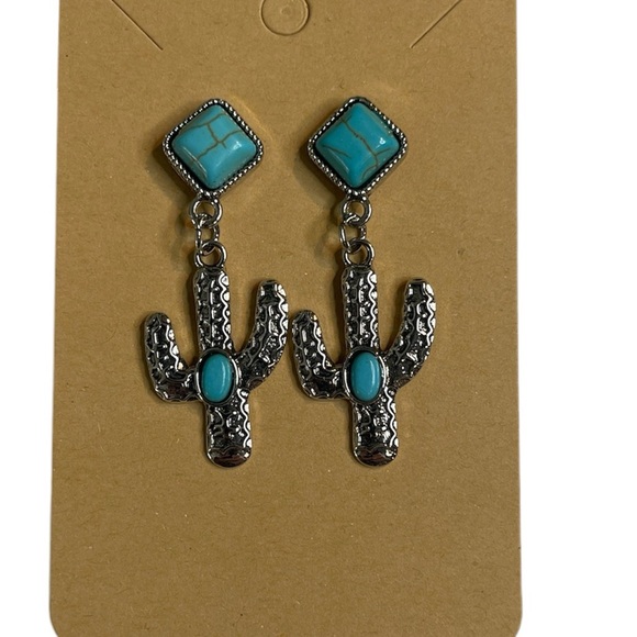 NWT 3 for $20 Silver & Turquoise Cactus Western Style Earrings “you pick 3” - Picture 2 of 5